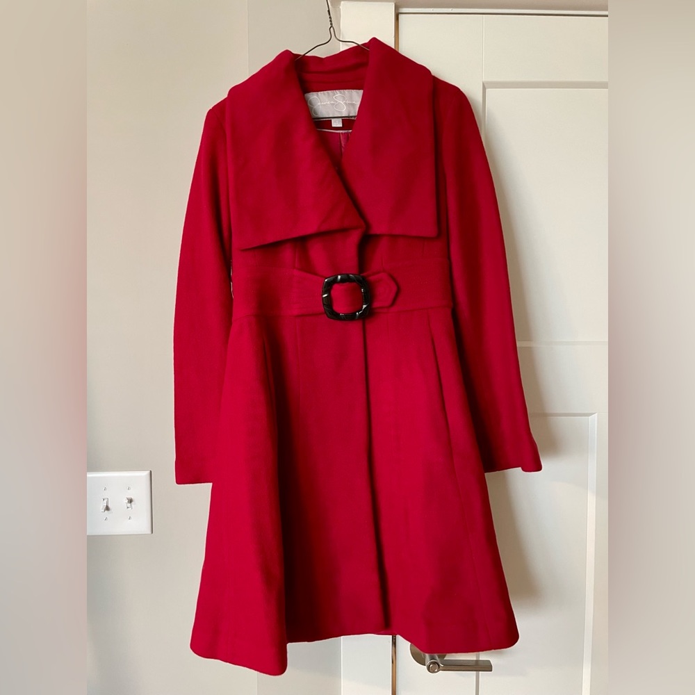 Jessica Simpson, Red Wool Coat